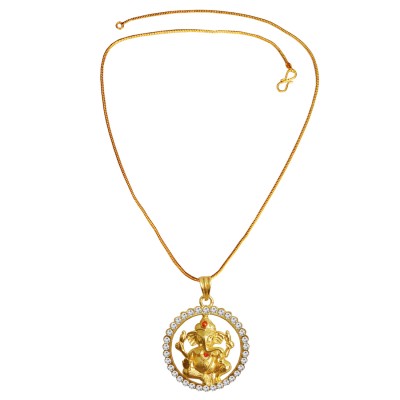 Gold Plated Round Ganesha Pendant